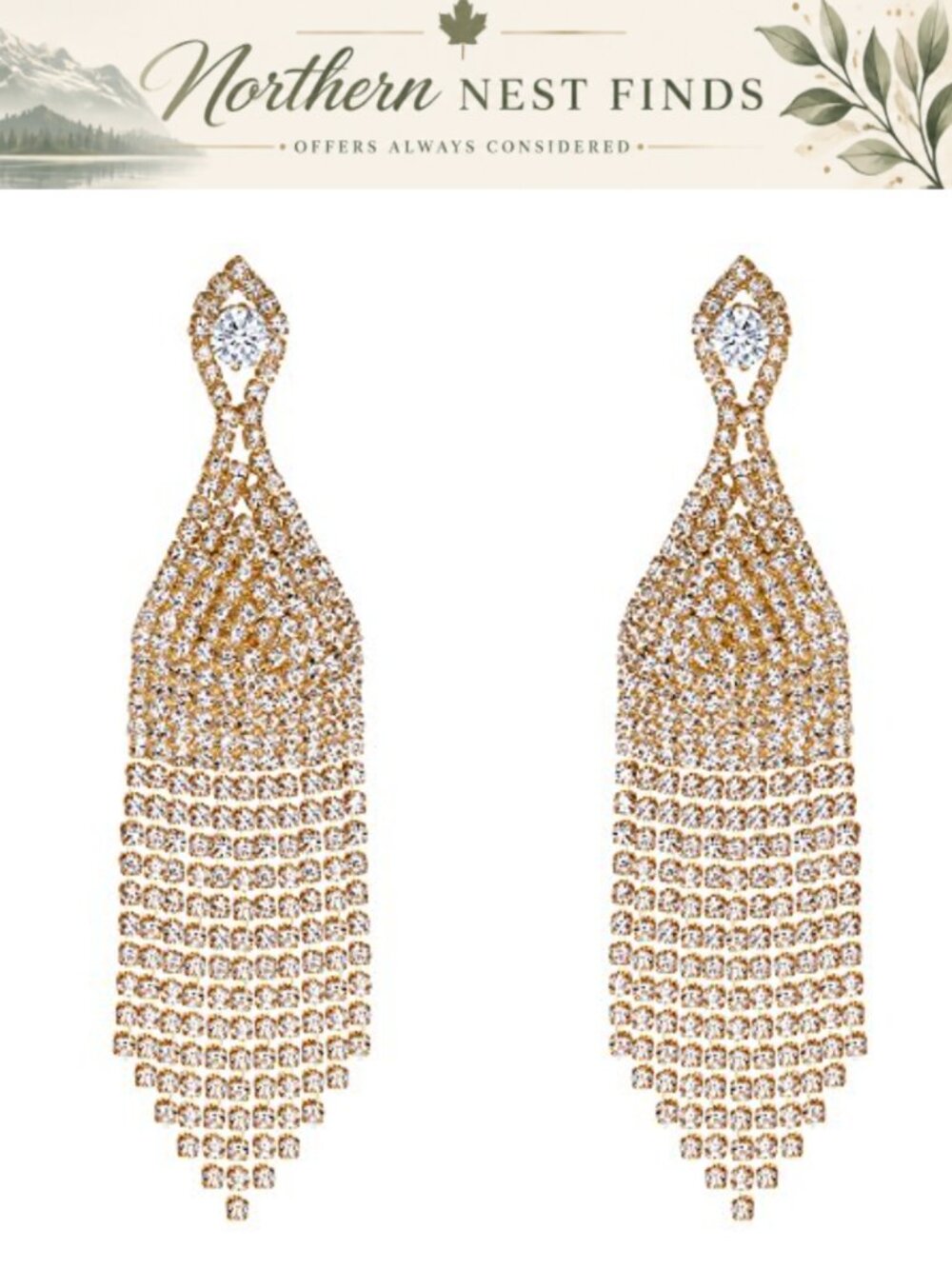Long Fringe Tassel Chandelier Dangle Earrings Rhinestone Crystal